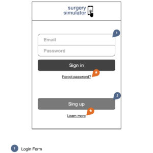 Surgery Simulator app - Wireframes 2